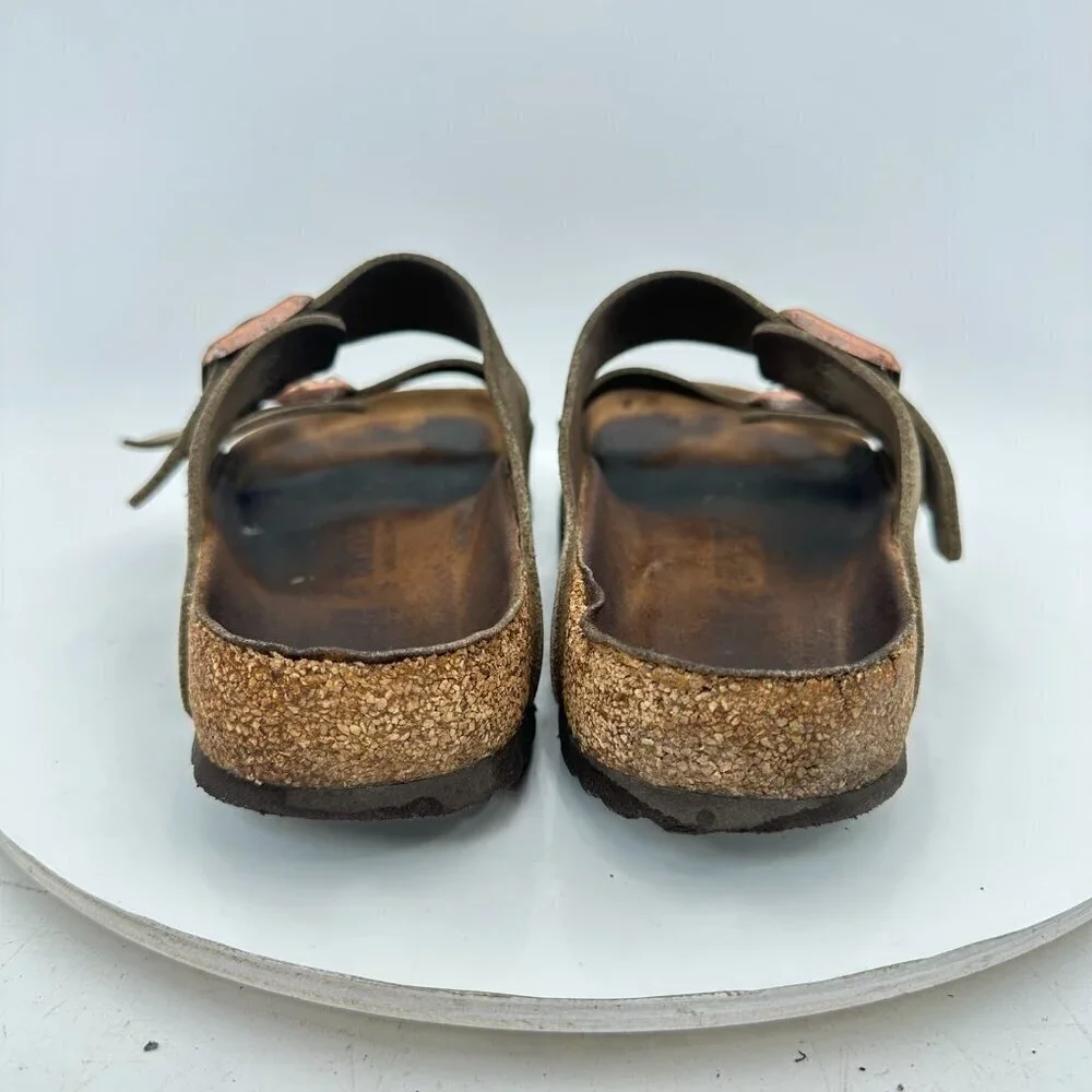 Arizona Women Size EU 38 US 7 Brown Suede Leather Slide Buckle Comfort Sandal